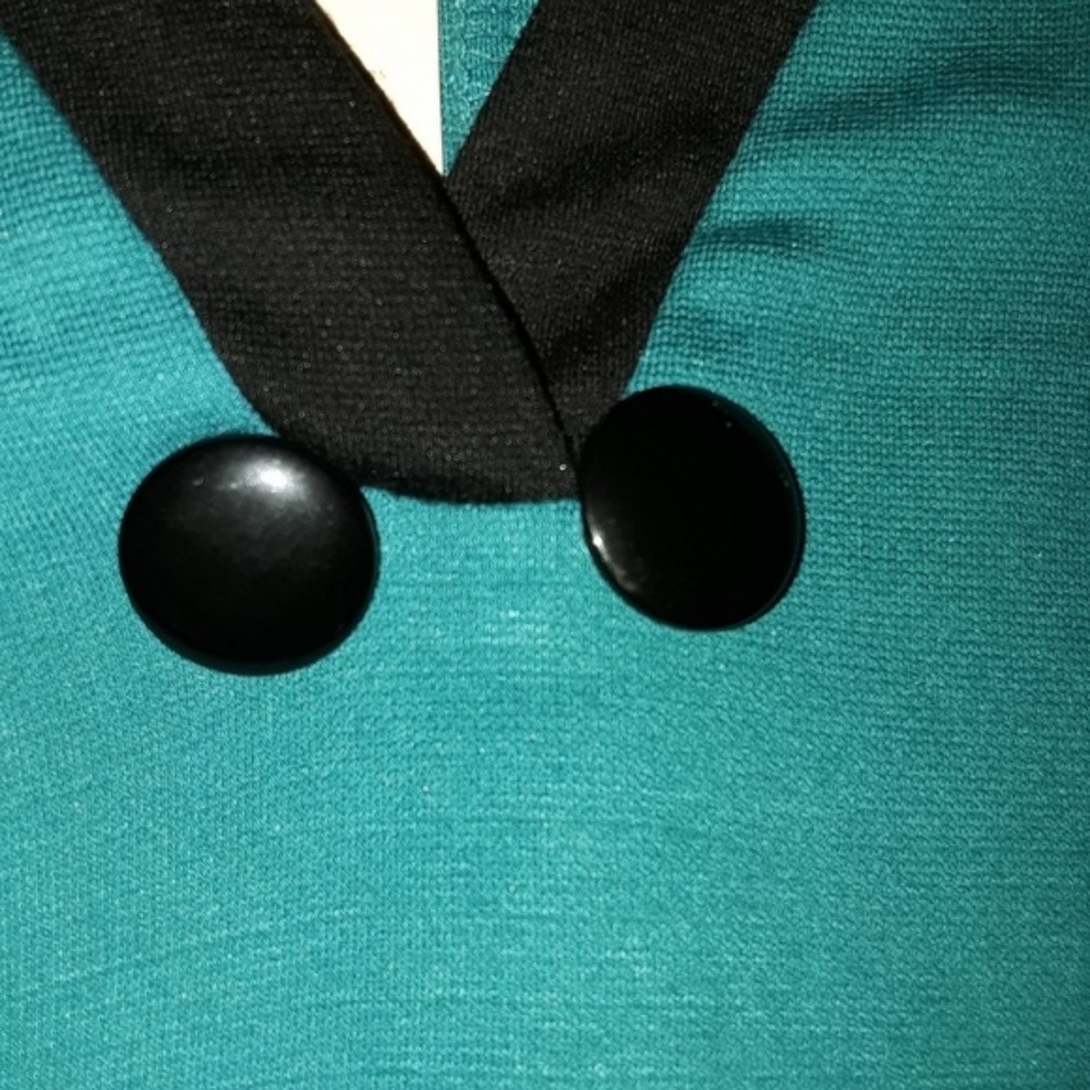 Rockabilly Pin Up Vintage Style Teal & Black Dress - Picture 4 of 8